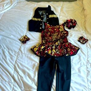 Stunning Dance Costume. IC Weissman Black red and gold with accessories